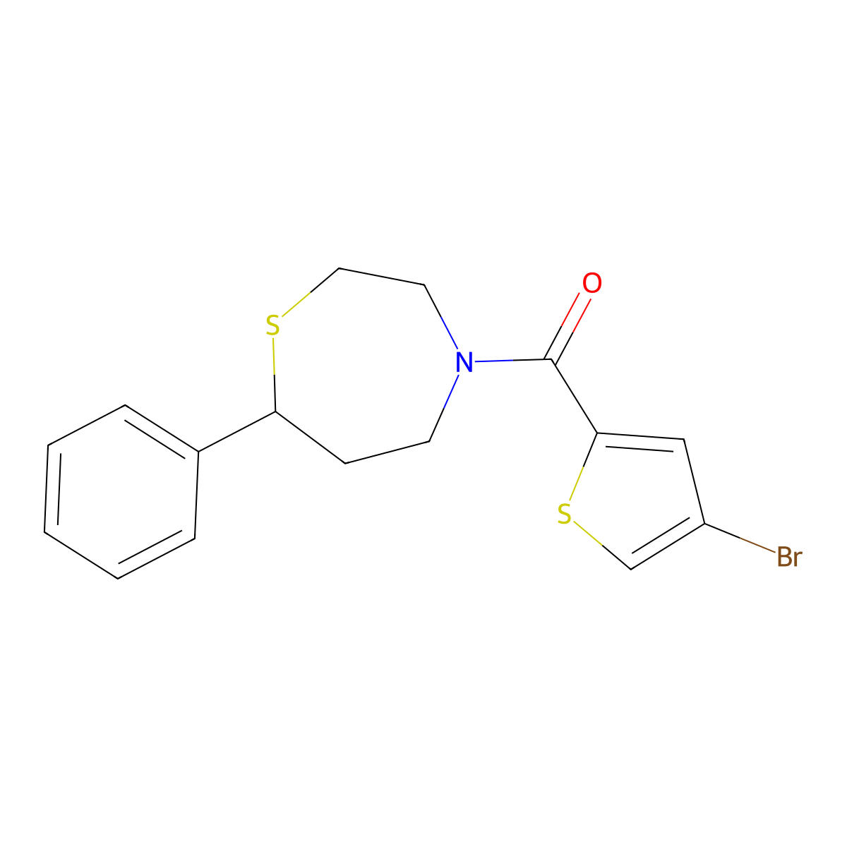 (4-Bromothiophen-2-yl)(7-phenyl-1,4-thiazepan-4-yl)methanone molecular structure, CAS 1797288-95-9