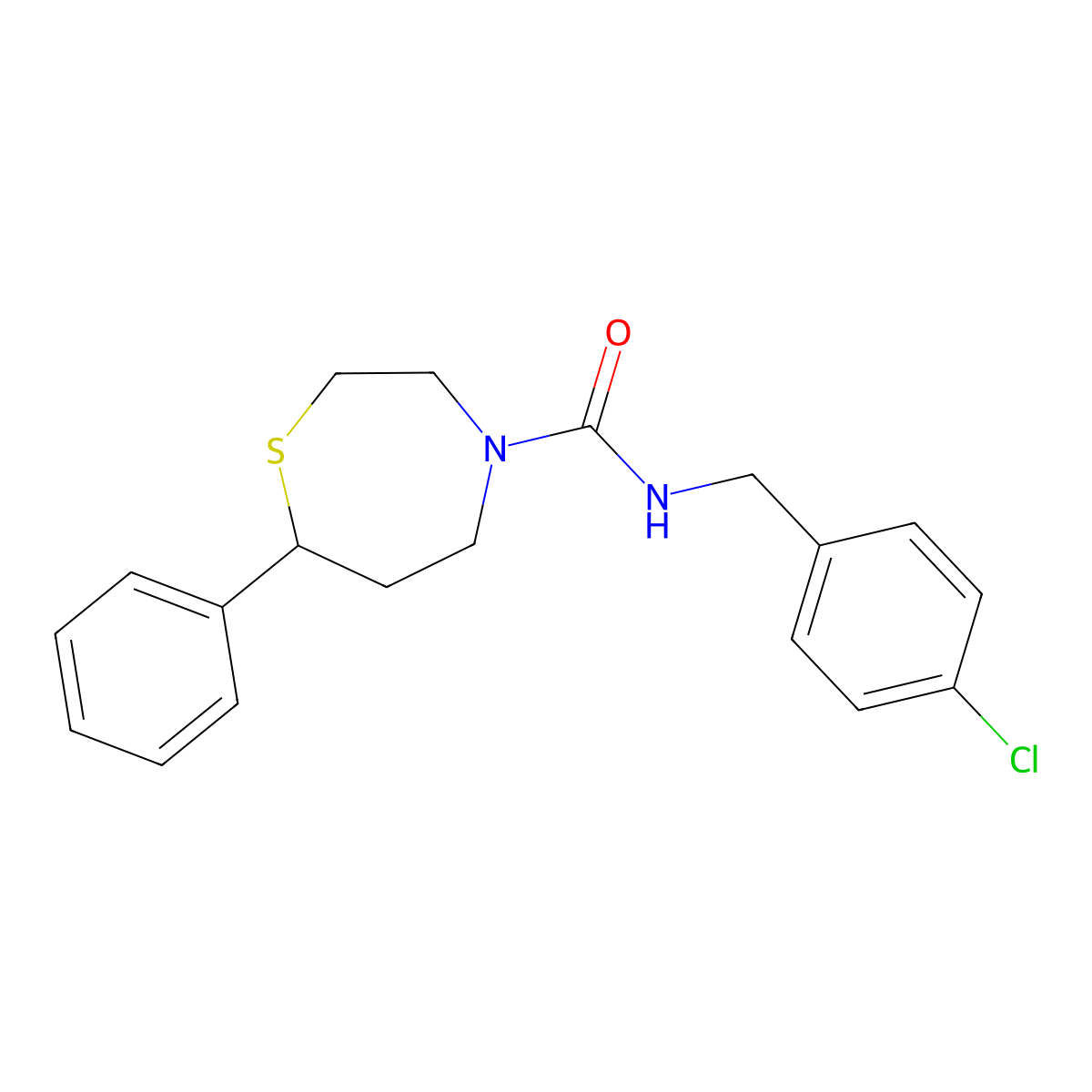 N-(4-chlorobenzyl)-7-phenyl-1,4-thiazepane-4-carboxamide molecular structure, CAS 1797289-01-0