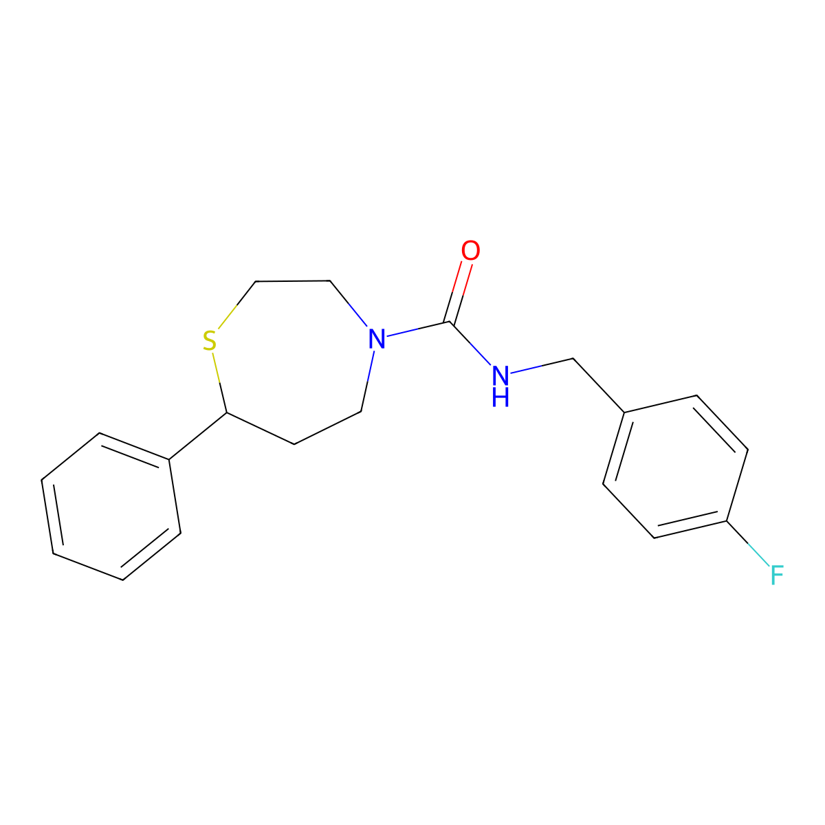 N-(4-fluorobenzyl)-7-phenyl-1,4-thiazepane-4-carboxamide molecular structure, CAS 1797289-13-4