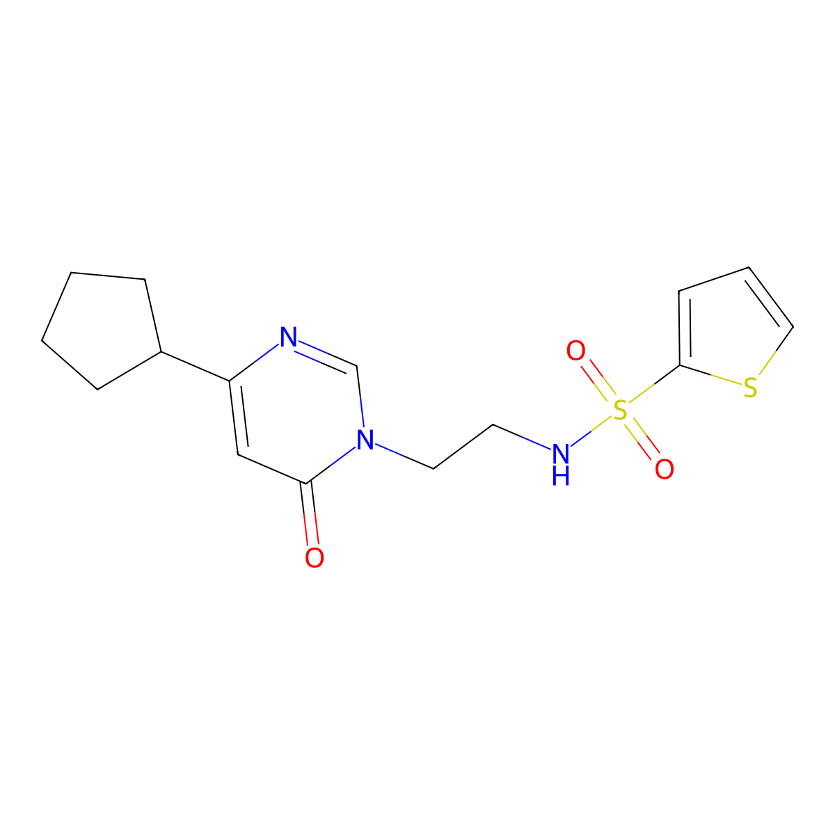 N-(2-(4-cyclopentyl-6-oxopyrimidin-1(6H)-yl)ethyl)thiophene-2-sulfonamide molecular structure, CAS 1797289-30-5