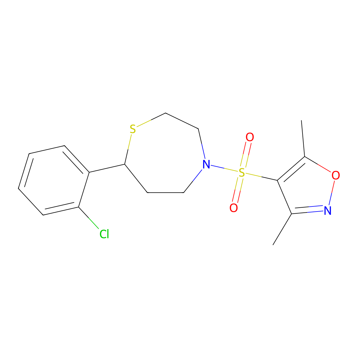 4-((7-(2-Chlorophenyl)-1,4-thiazepan-4-yl)sulfonyl)-3,5-dimethylisoxazole molecular structure, CAS 1797289-71-4