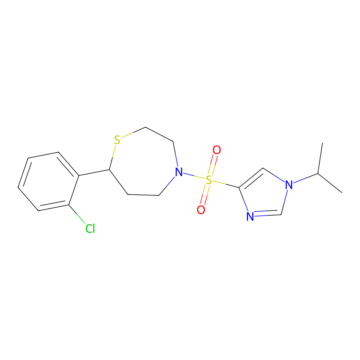 7-(2-chlorophenyl)-4-((1-isopropyl-1H-imidazol-4-yl)sulfonyl)-1,4-thiazepane molecular structure, CAS 1797289-78-1