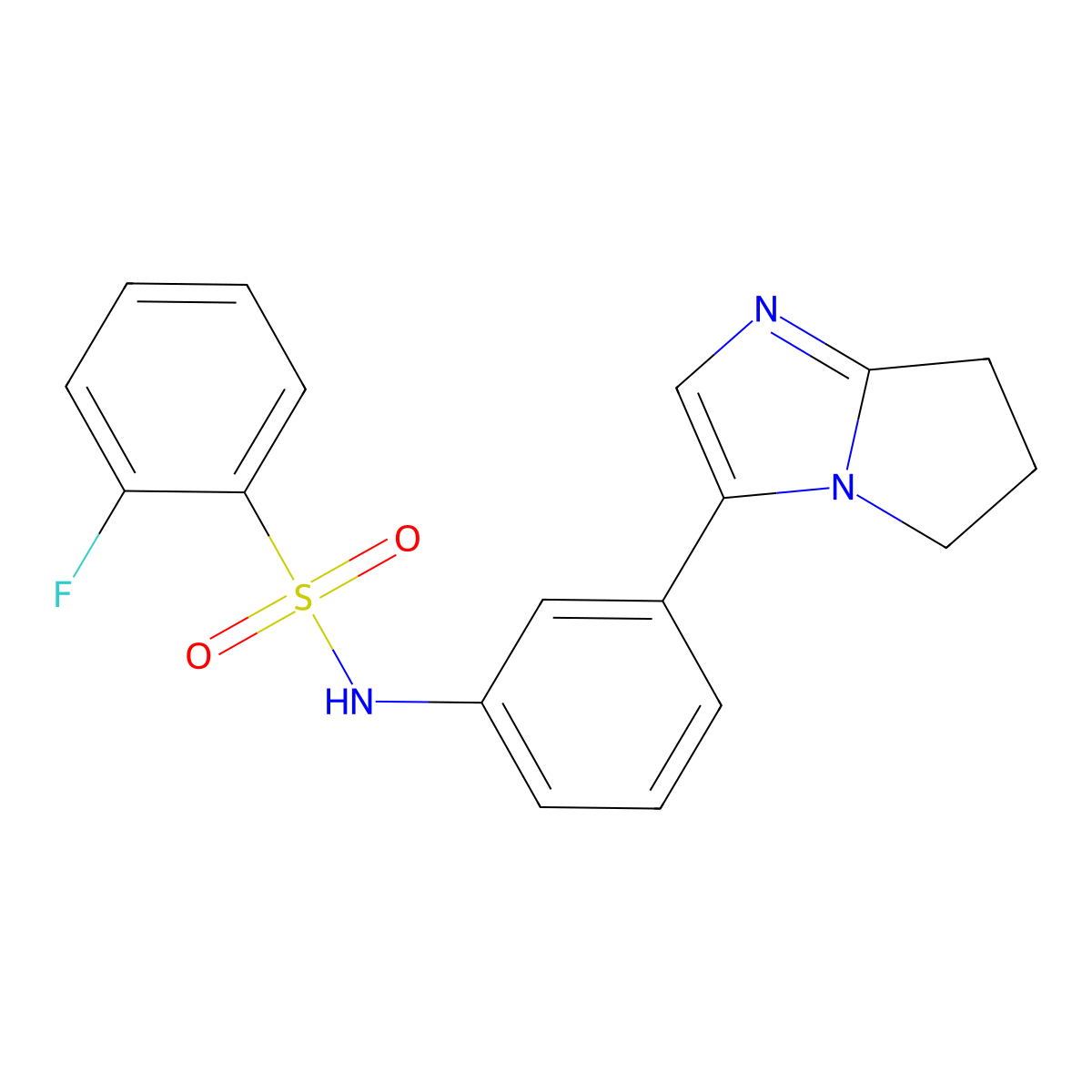 N-(3-(6,7-dihydro-5H-pyrrolo[1,2-a]imidazol-3-yl)phenyl)-2-fluorobenzenesulfonamide molecular structure, CAS 1797289-84-9