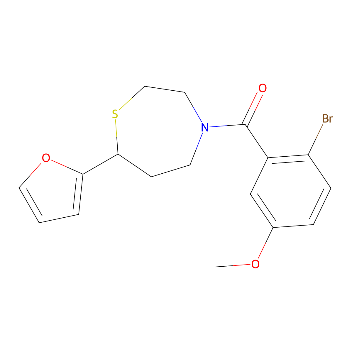 (2-Bromo-5-methoxyphenyl)(7-(furan-2-yl)-1,4-thiazepan-4-yl)methanone molecular structure, CAS 1797289-86-1