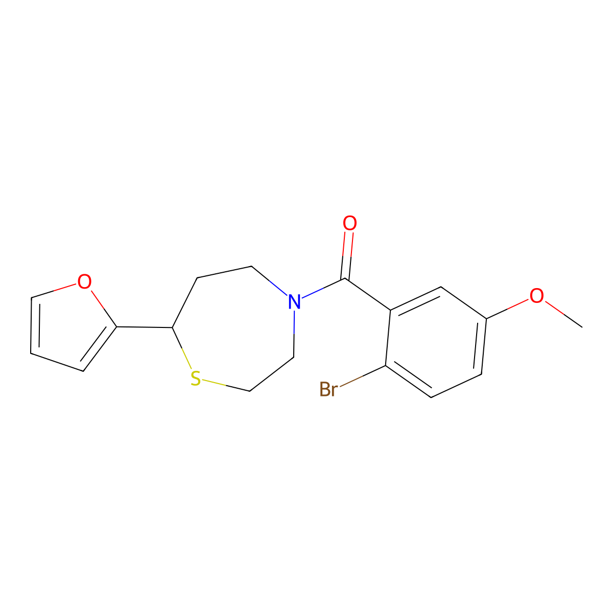 (2-Bromo-5-methoxyphenyl)(7-(furan-2-yl)-1,4-thiazepan-4-yl)methanone molecular structure, CAS 1797289-86-1