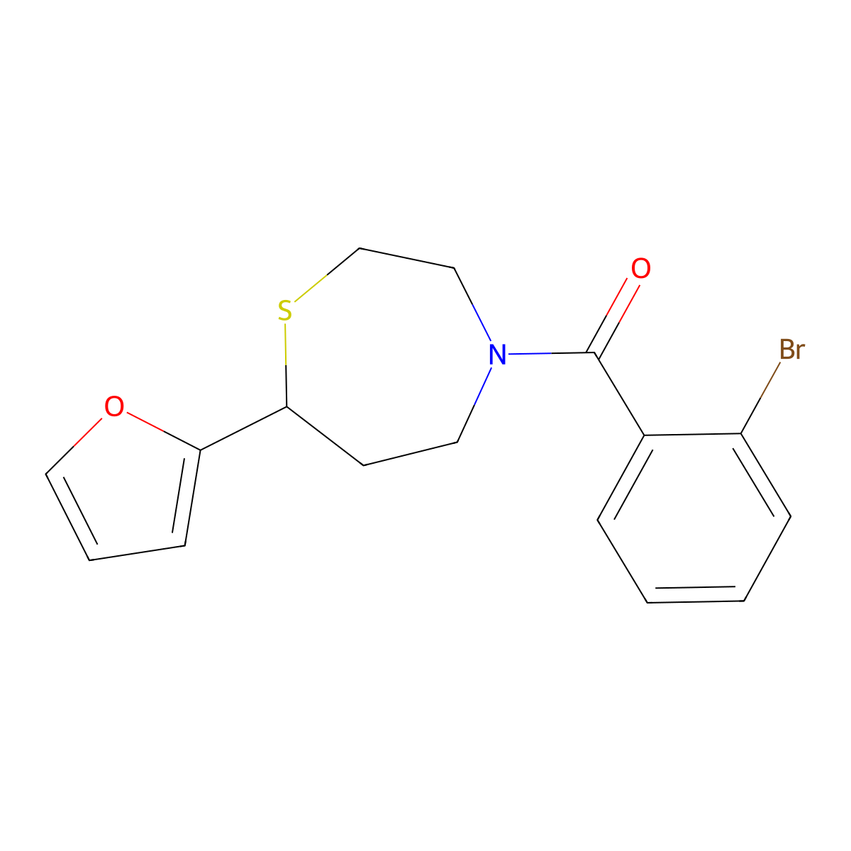 (2-Bromophenyl)(7-(furan-2-yl)-1,4-thiazepan-4-yl)methanone molecular structure, CAS 1797289-94-1