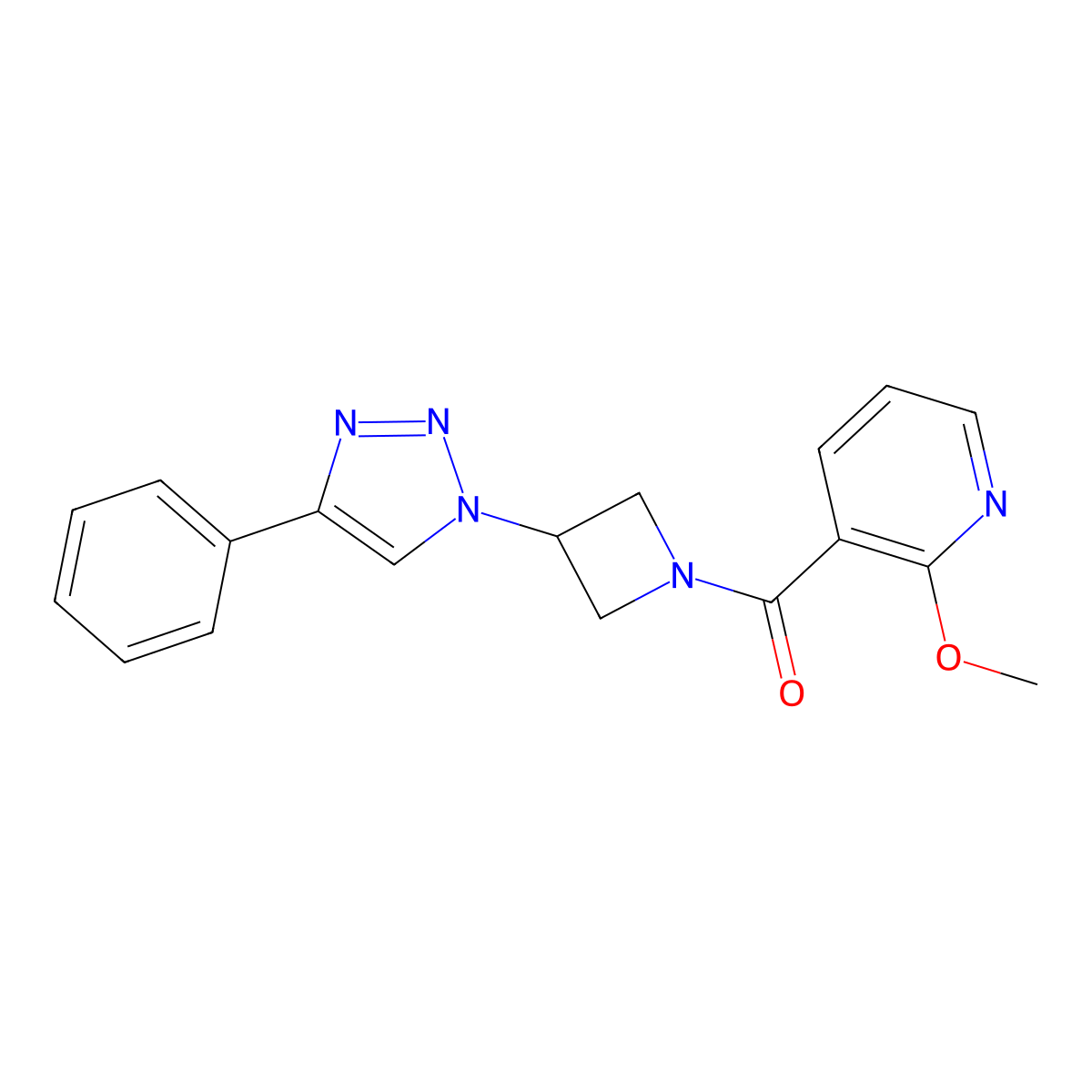 2-methoxy-3-[3-(4-phenyl-1H-1,2,3-triazol-1-yl)azetidine-1-carbonyl]pyridine molecular structure, CAS 1797290-30-2