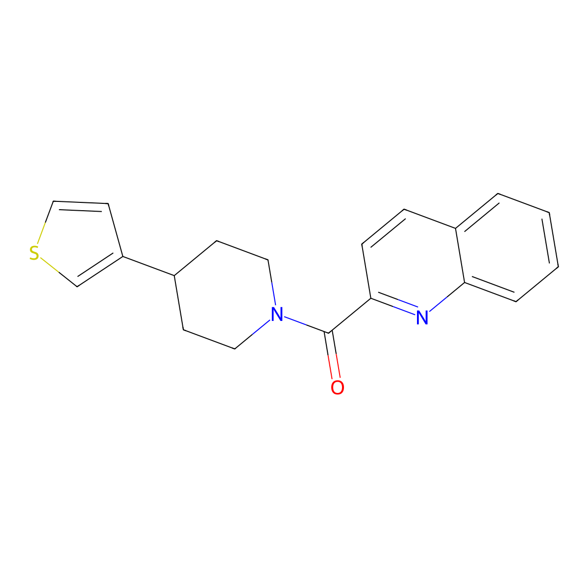 Quinolin-2-yl(4-(thiophen-3-yl)piperidin-1-yl)methanone molecular structure, CAS 1797290-62-0