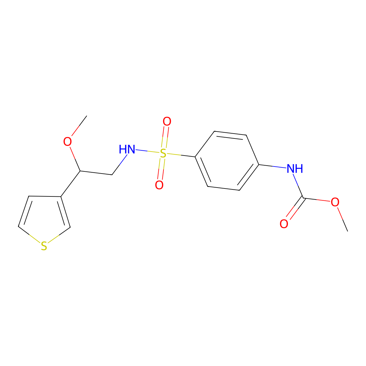 methyl (4-(N-(2-methoxy-2-(thiophen-3-yl)ethyl)sulfamoyl)phenyl)carbamate molecular structure, CAS 1797290-73-3