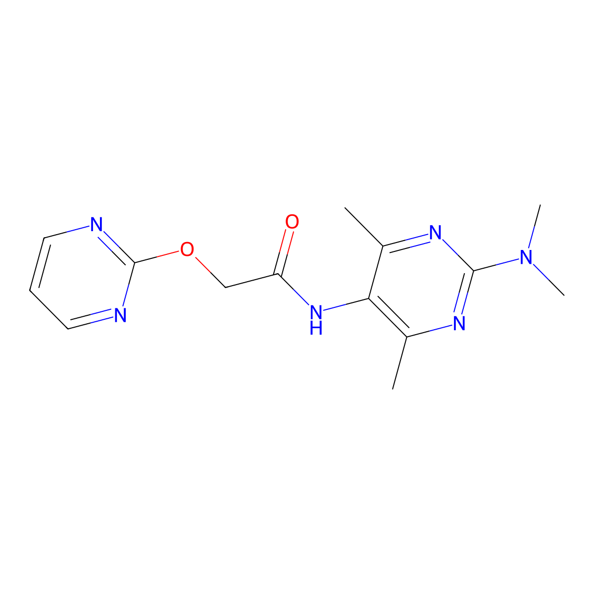 N-[2-(Dimethylamino)-4,6-dimethylpyrimidin-5-YL]-2-(pyrimidin-2-yloxy)acetamide molecular structure, CAS 1797290-95-9