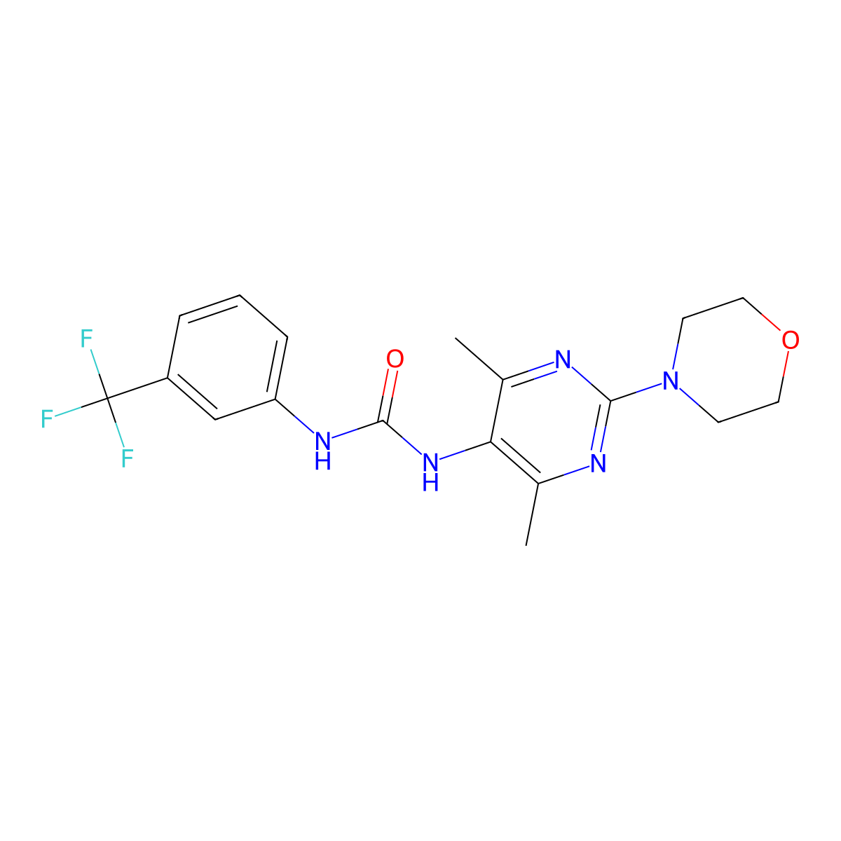 1-(4,6-Dimethyl-2-morpholinopyrimidin-5-yl)-3-(3-(trifluoromethyl)phenyl)urea molecular structure, CAS 1797291-18-9