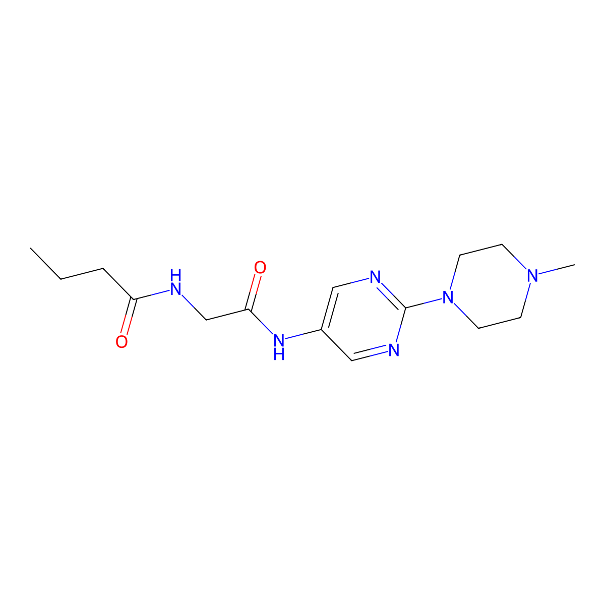 N-(2-((2-(4-methylpiperazin-1-yl)pyrimidin-5-yl)amino)-2-oxoethyl)butyramide molecular structure, CAS 1797291-26-9