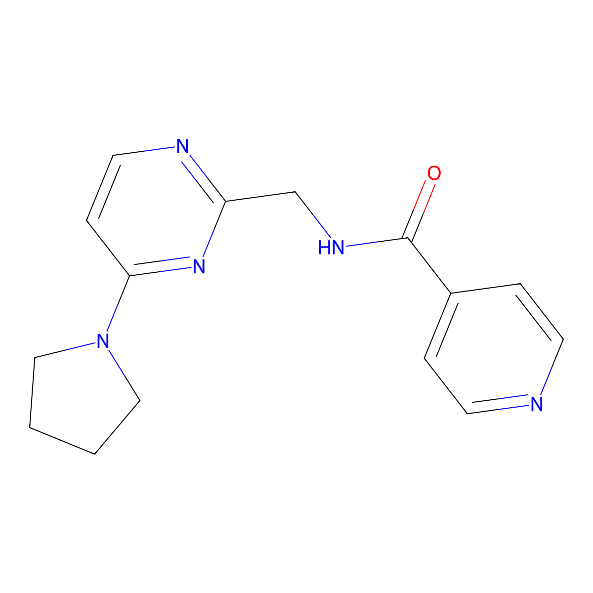 N-((4-(pyrrolidin-1-yl)pyrimidin-2-yl)methyl)isonicotinamide molecular structure, CAS 1797291-45-2