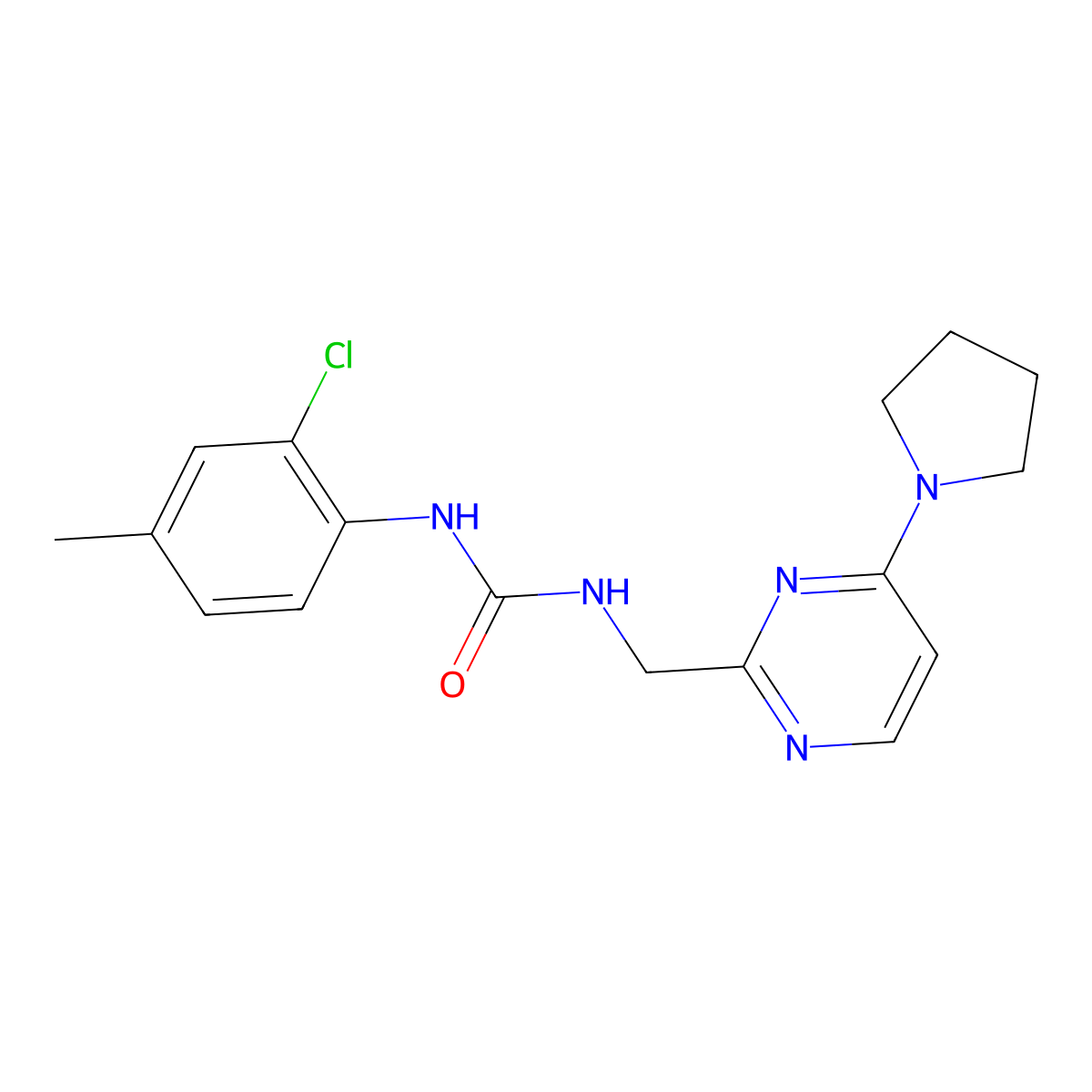1-(2-Chloro-4-methylphenyl)-3-{[4-(pyrrolidin-1-yl)pyrimidin-2-yl]methyl}urea molecular structure, CAS 1797291-52-1