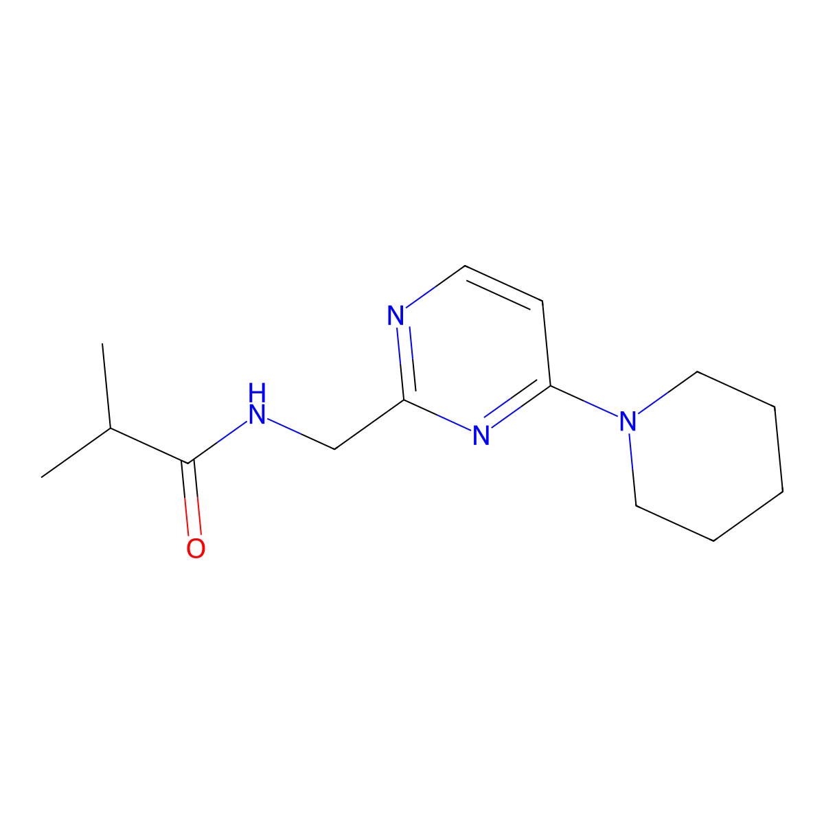 N-((4-(piperidin-1-yl)pyrimidin-2-yl)methyl)isobutyramide molecular structure, CAS 1797291-95-2