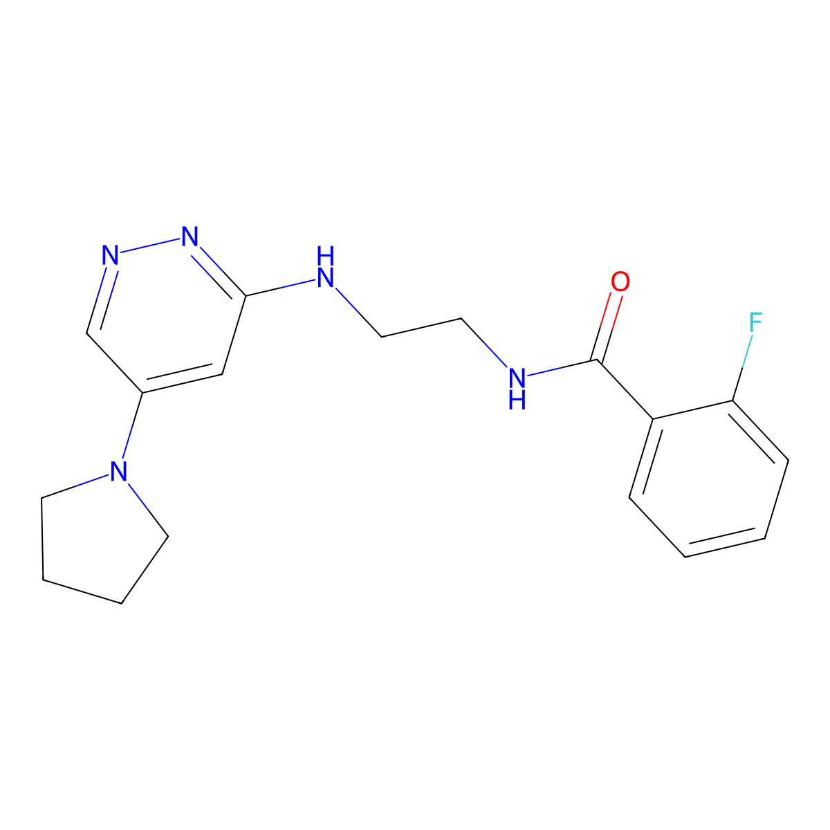 2-Fluoro-N-(2-{[5-(pyrrolidin-1-YL)pyridazin-3-YL]amino}ethyl)benzamide molecular structure, CAS 1797292-31-9