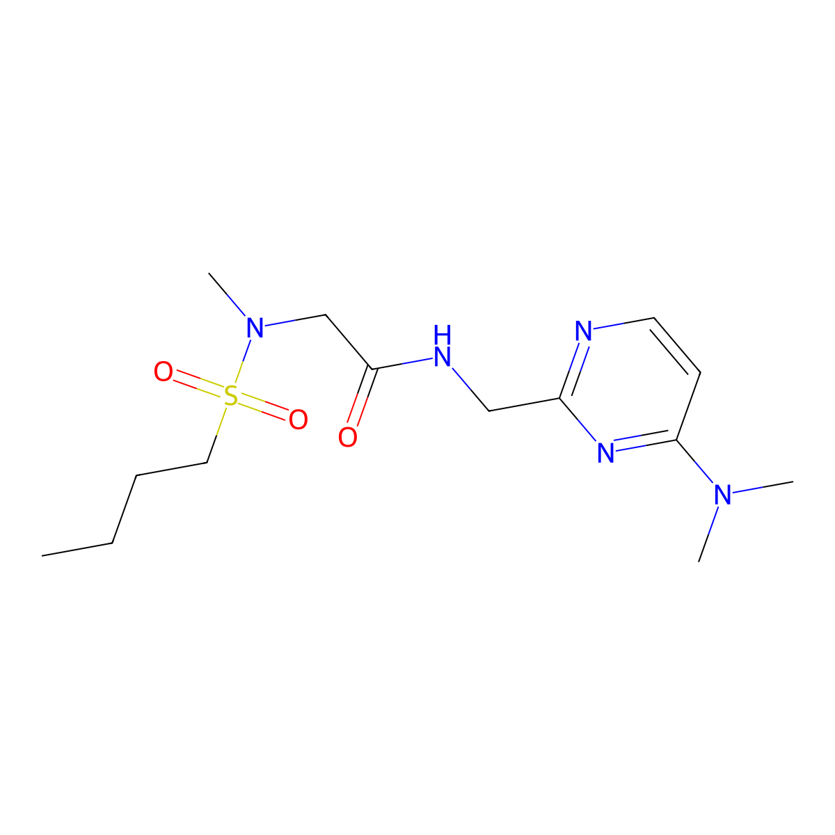 N-((4-(dimethylamino)pyrimidin-2-yl)methyl)-2-(N-methylbutylsulfonamido)acetamide molecular structure, CAS 1797292-60-4