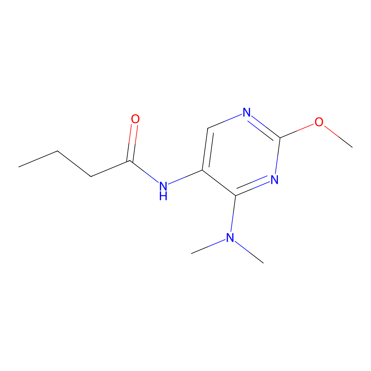 N-(4-(dimethylamino)-2-methoxypyrimidin-5-yl)butyramide molecular structure, CAS 1797293-01-6