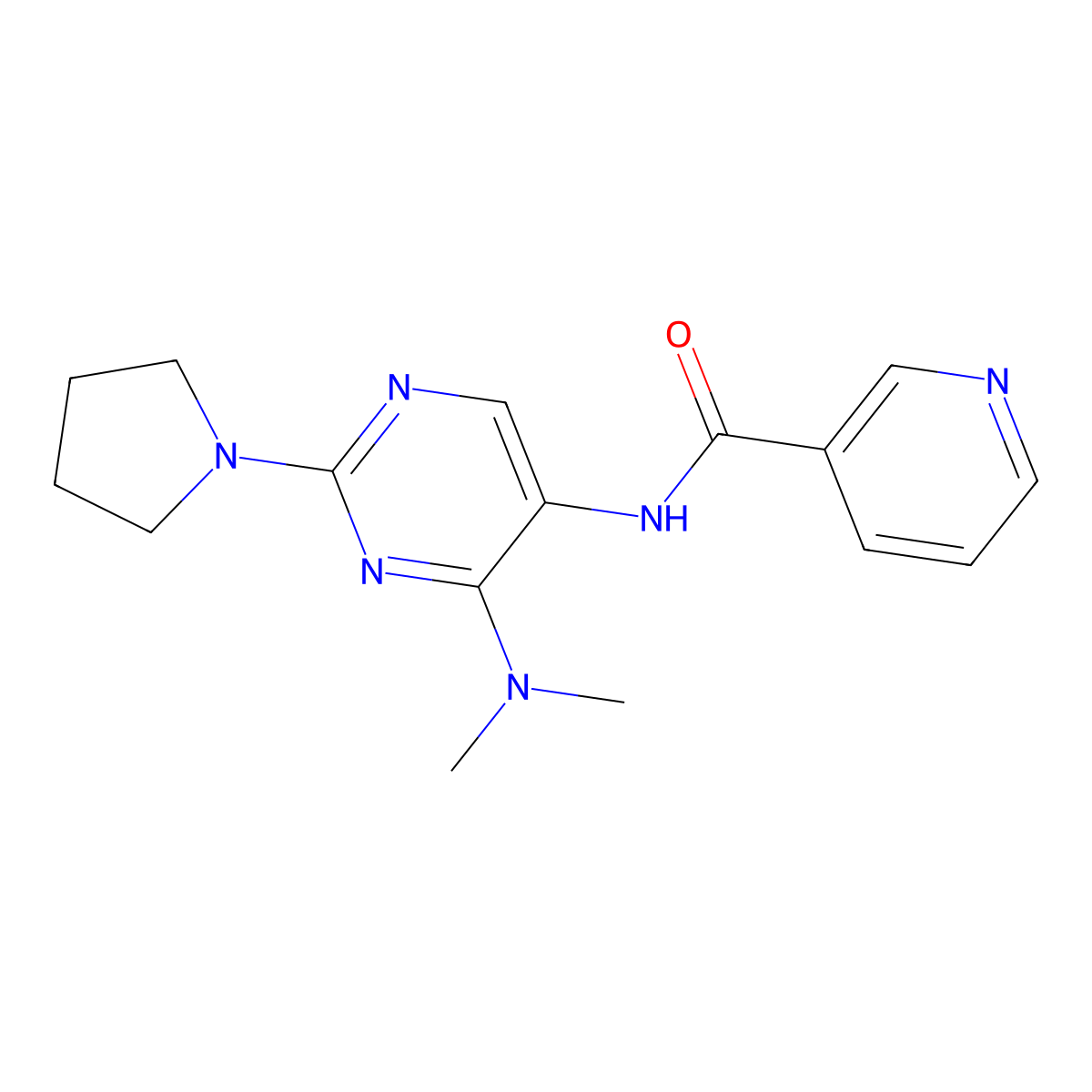 N-(4-(dimethylamino)-2-(pyrrolidin-1-yl)pyrimidin-5-yl)nicotinamide molecular structure, CAS 1797293-34-5