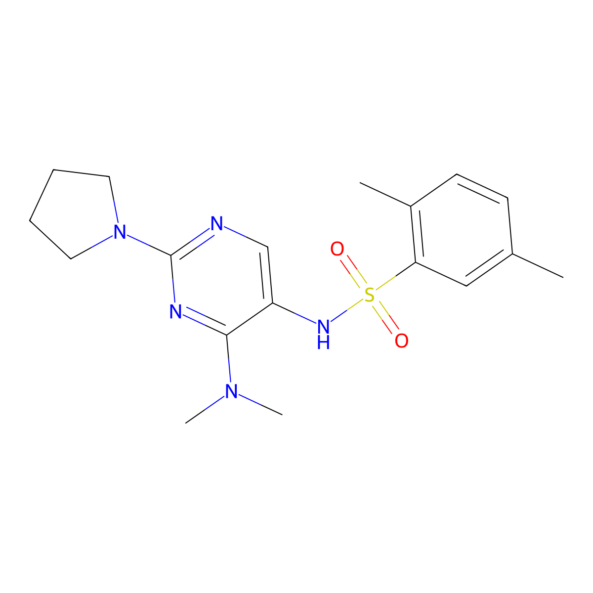 N-(4-(dimethylamino)-2-(pyrrolidin-1-yl)pyrimidin-5-yl)-2,5-dimethylbenzenesulfonamide molecular structure, CAS 1797293-37-8