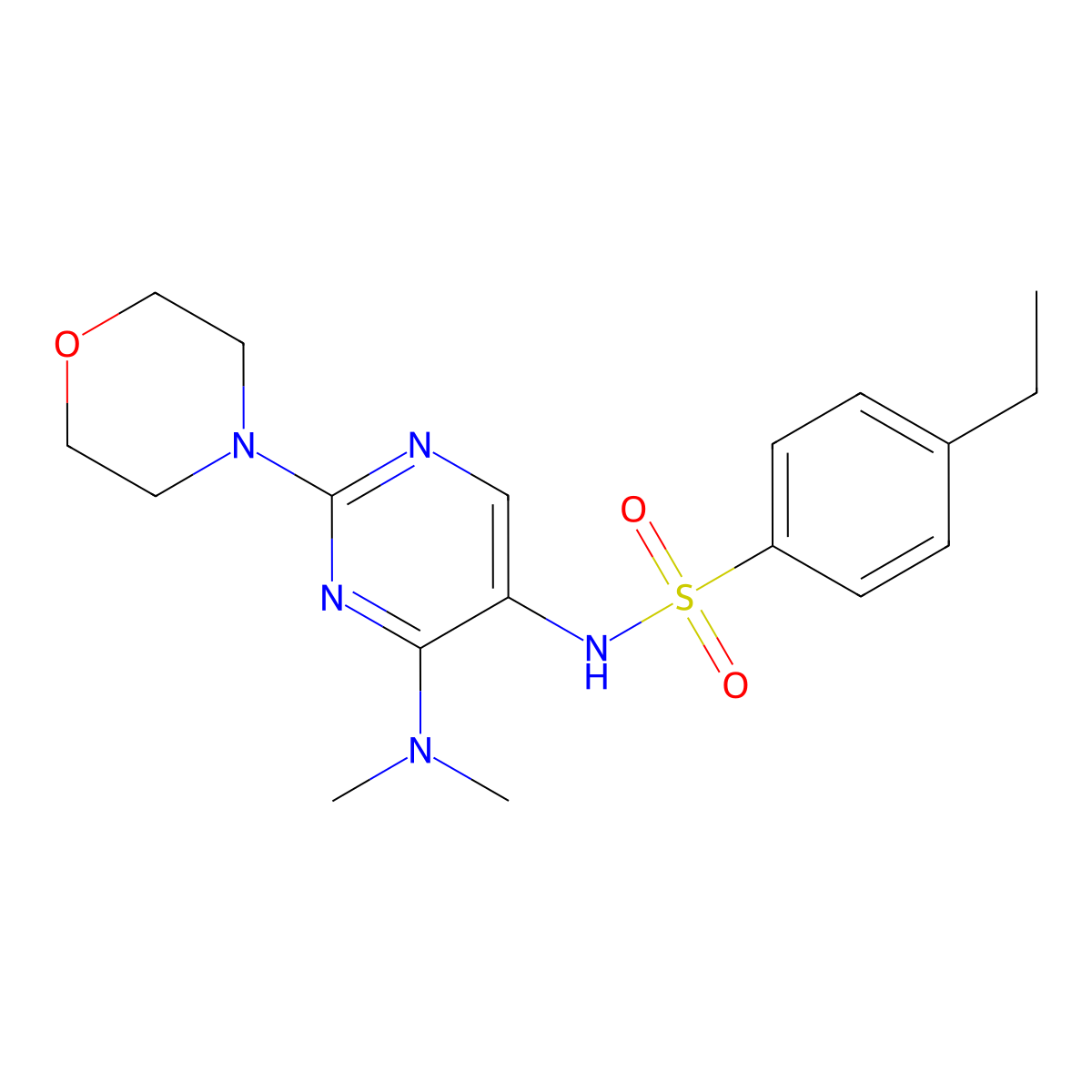 N-(4-(dimethylamino)-2-morpholinopyrimidin-5-yl)-4-ethylbenzenesulfonamide molecular structure, CAS 1797293-42-5