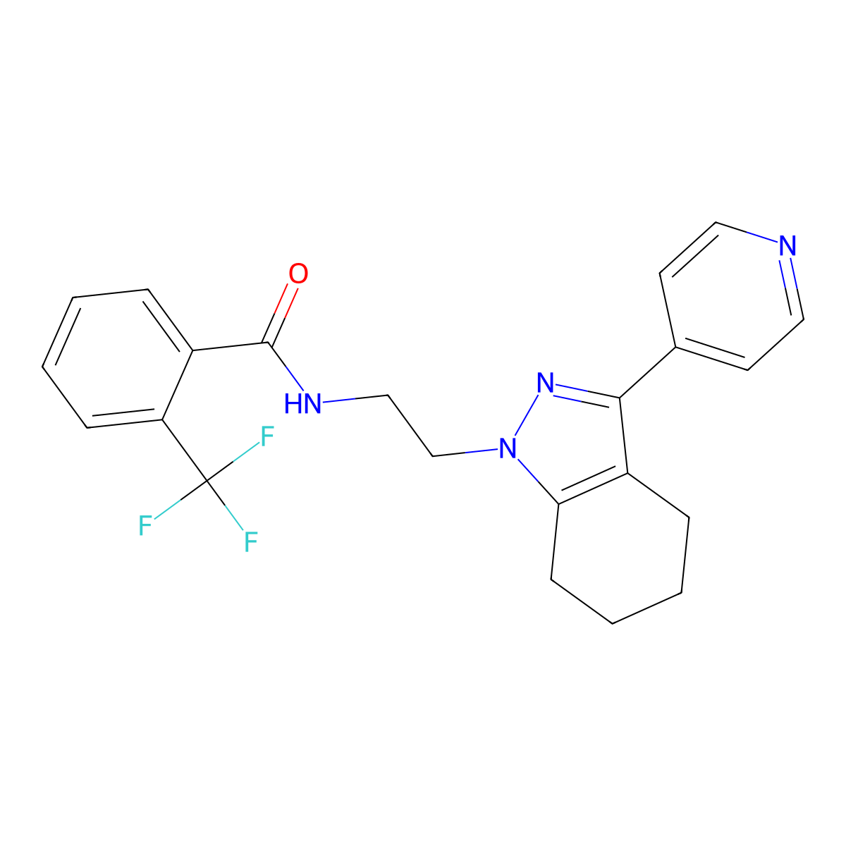 N-{2-[3-(pyridin-4-yl)-4,5,6,7-tetrahydro-1H-indazol-1-yl]ethyl}-2-(trifluoromethyl)benzamide molecular structure, CAS 1797293-58-3