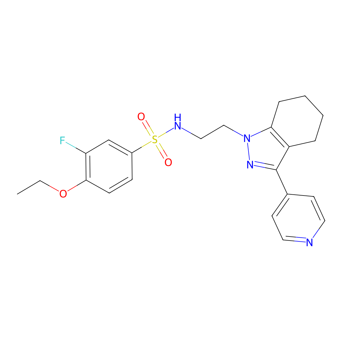 4-ethoxy-3-fluoro-N-(2-(3-(pyridin-4-yl)-4,5,6,7-tetrahydro-1H-indazol-1-yl)ethyl)benzenesulfonamide molecular structure, CAS 1797293-64-1