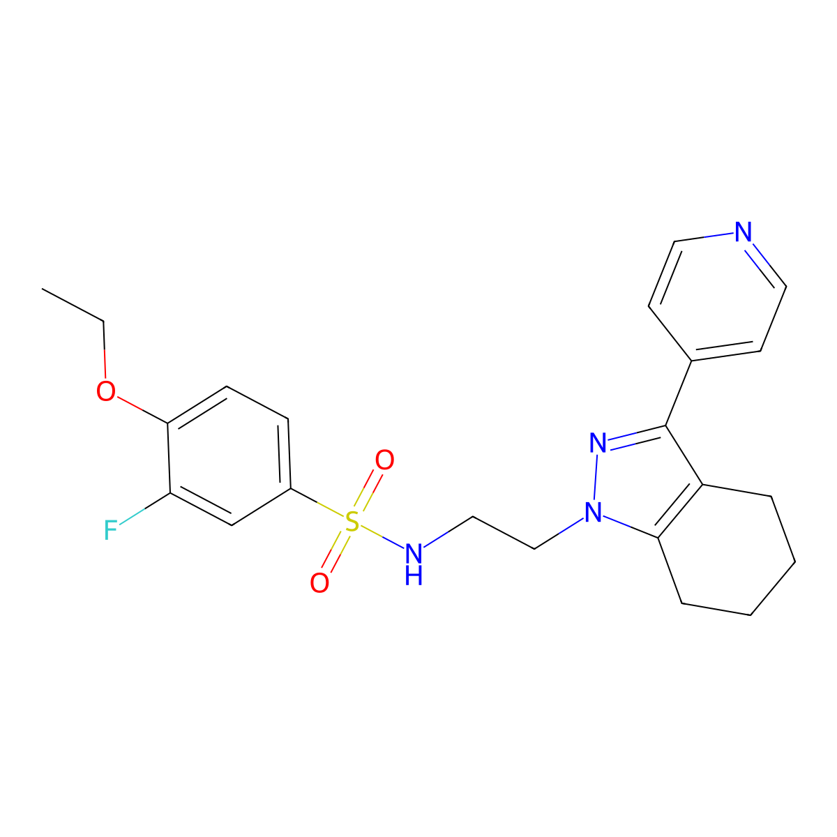 4-ethoxy-3-fluoro-N-(2-(3-(pyridin-4-yl)-4,5,6,7-tetrahydro-1H-indazol-1-yl)ethyl)benzenesulfonamide molecular structure, CAS 1797293-64-1