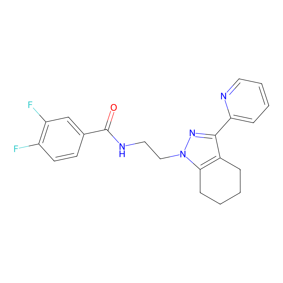 3,4-difluoro-N-(2-(3-(pyridin-2-yl)-4,5,6,7-tetrahydro-1H-indazol-1-yl)ethyl)benzamide molecular structure, CAS 1797293-68-5