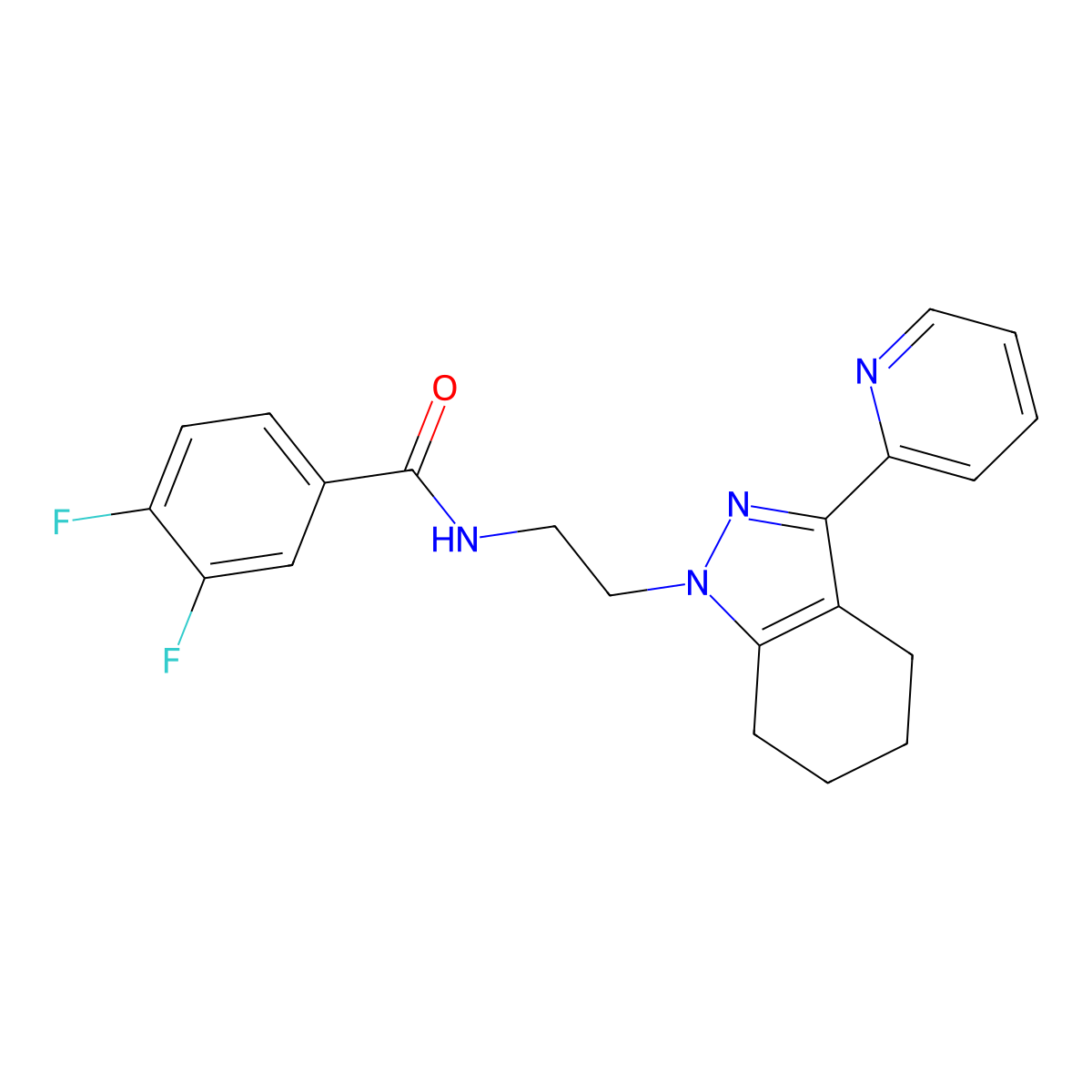 3,4-difluoro-N-(2-(3-(pyridin-2-yl)-4,5,6,7-tetrahydro-1H-indazol-1-yl)ethyl)benzamide molecular structure, CAS 1797293-68-5