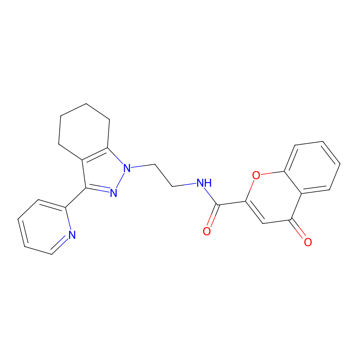 4-oxo-N-(2-(3-(pyridin-2-yl)-4,5,6,7-tetrahydro-1H-indazol-1-yl)ethyl)-4H-chromene-2-carboxamide molecular structure, CAS 1797293-73-2