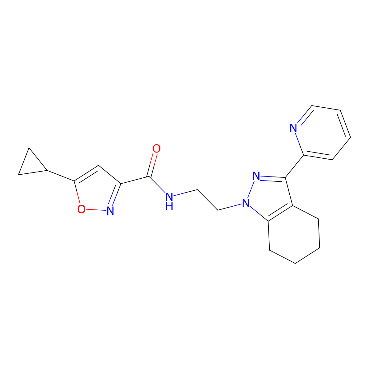 5-cyclopropyl-N-(2-(3-(pyridin-2-yl)-4,5,6,7-tetrahydro-1H-indazol-1-yl)ethyl)isoxazole-3-carboxamide molecular structure, CAS 1797293-76-5