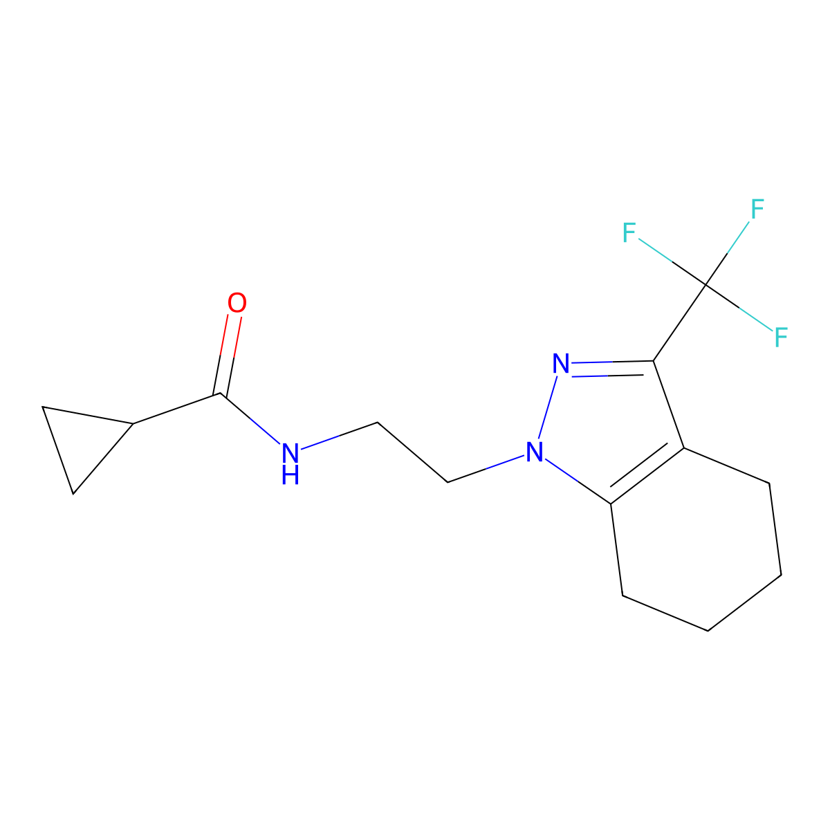 N-{2-[3-(trifluoromethyl)-4,5,6,7-tetrahydro-1H-indazol-1-yl]ethyl}cyclopropanecarboxamide molecular structure, CAS 1797293-79-8