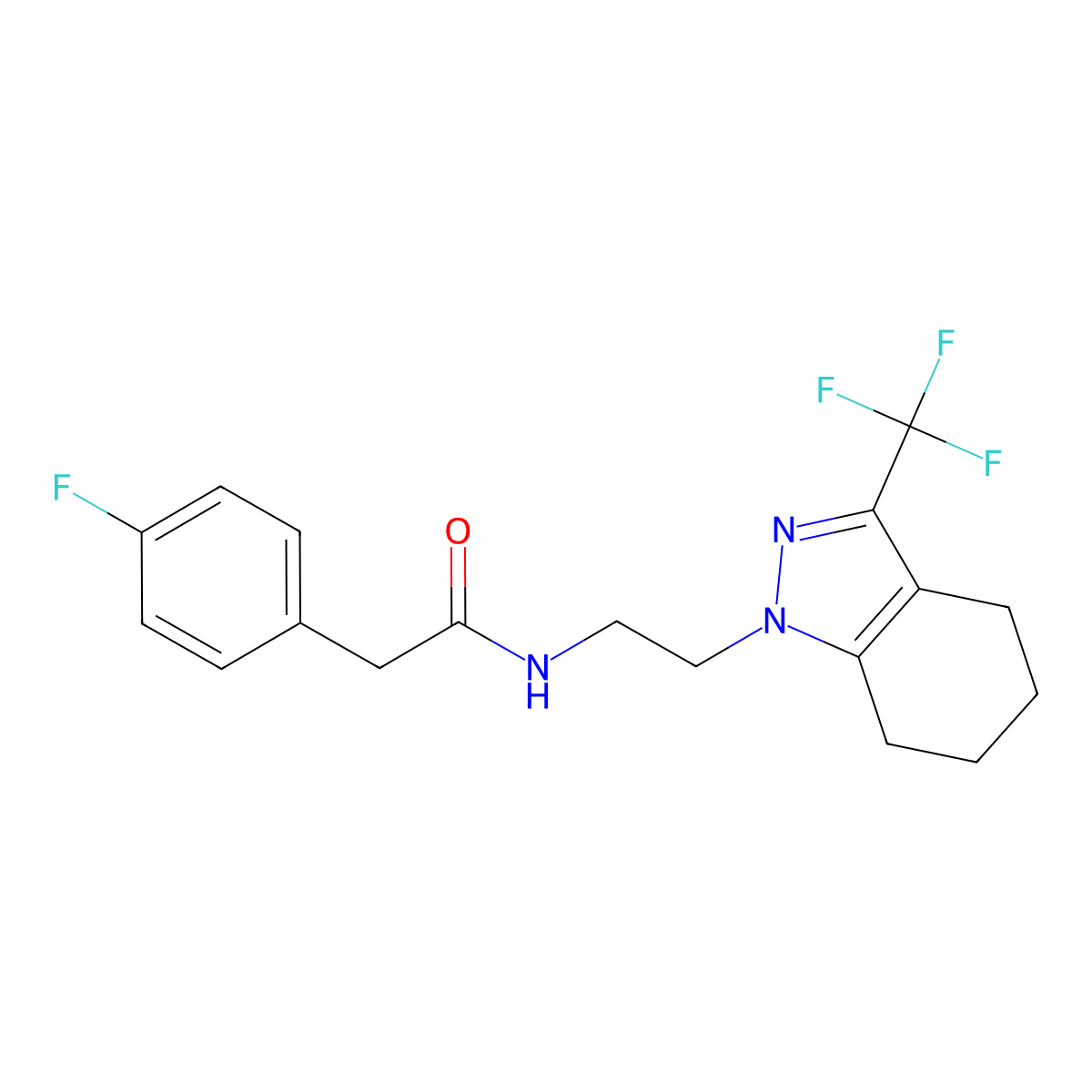 2-(4-fluorophenyl)-N-{2-[3-(trifluoromethyl)-4,5,6,7-tetrahydro-1H-indazol-1-yl]ethyl}acetamide molecular structure, CAS 1797293-83-4