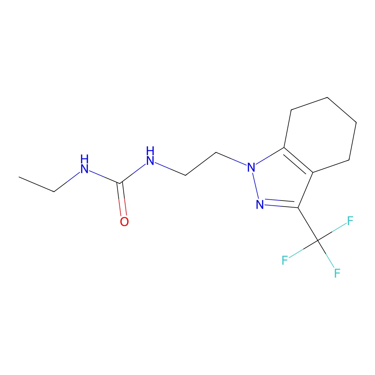 1-ethyl-3-(2-(3-(trifluoromethyl)-4,5,6,7-tetrahydro-1H-indazol-1-yl)ethyl)urea molecular structure, CAS 1797293-87-8
