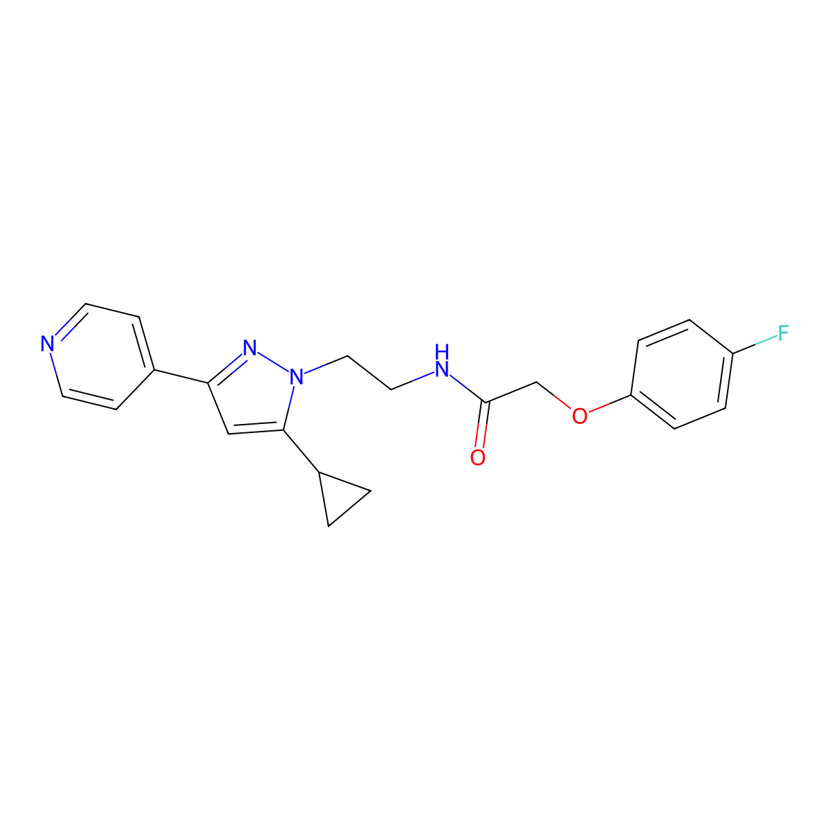 N-{2-[5-cyclopropyl-3-(pyridin-4-yl)-1H-pyrazol-1-yl]ethyl}-2-(4-fluorophenoxy)acetamide molecular structure, CAS 1797294-29-1