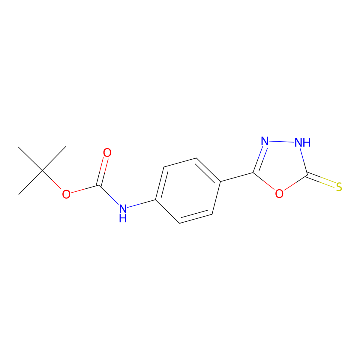 tert-butyl N-[4-(5-sulfanyl-1,3,4-oxadiazol-2-yl)phenyl]carbamate molecular structure, CAS 1797295-05-6