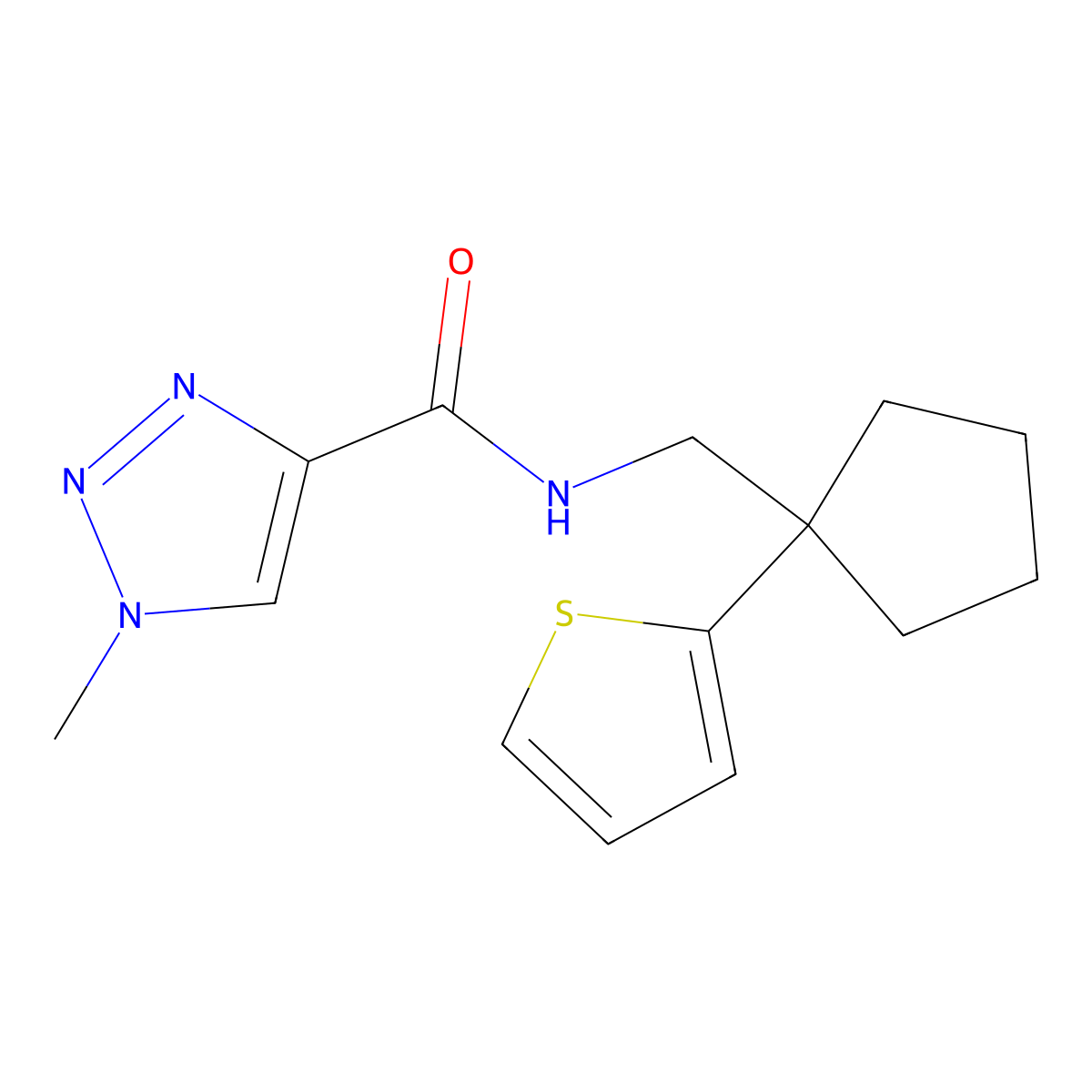 1-methyl-N-((1-(thiophen-2-yl)cyclopentyl)methyl)-1H-1,2,3-triazole-4-carboxamide molecular structure, CAS 1797295-74-9