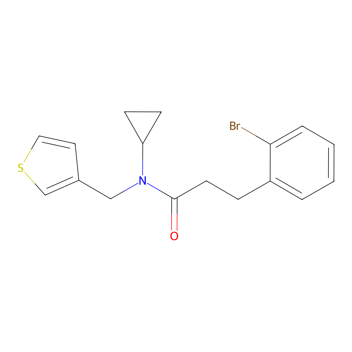 3-(2-bromophenyl)-N-cyclopropyl-N-(thiophen-3-ylmethyl)propanamide molecular structure, CAS 1797295-93-2