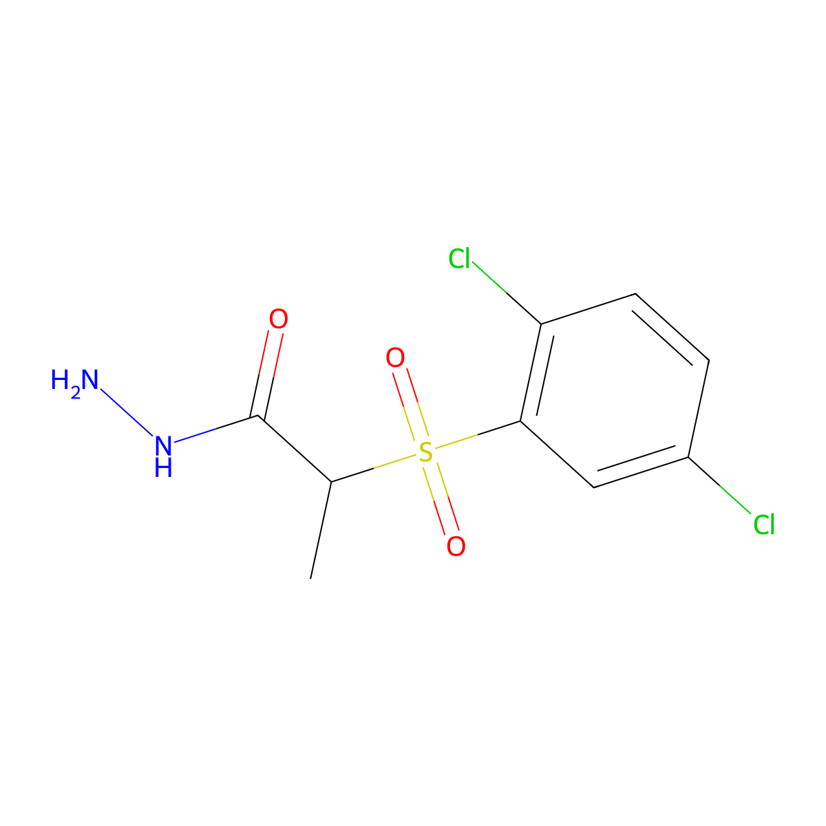 2-((2,5-Dichlorophenyl)sulfonyl)propanehydrazide molecular structure, CAS 1797296-60-6