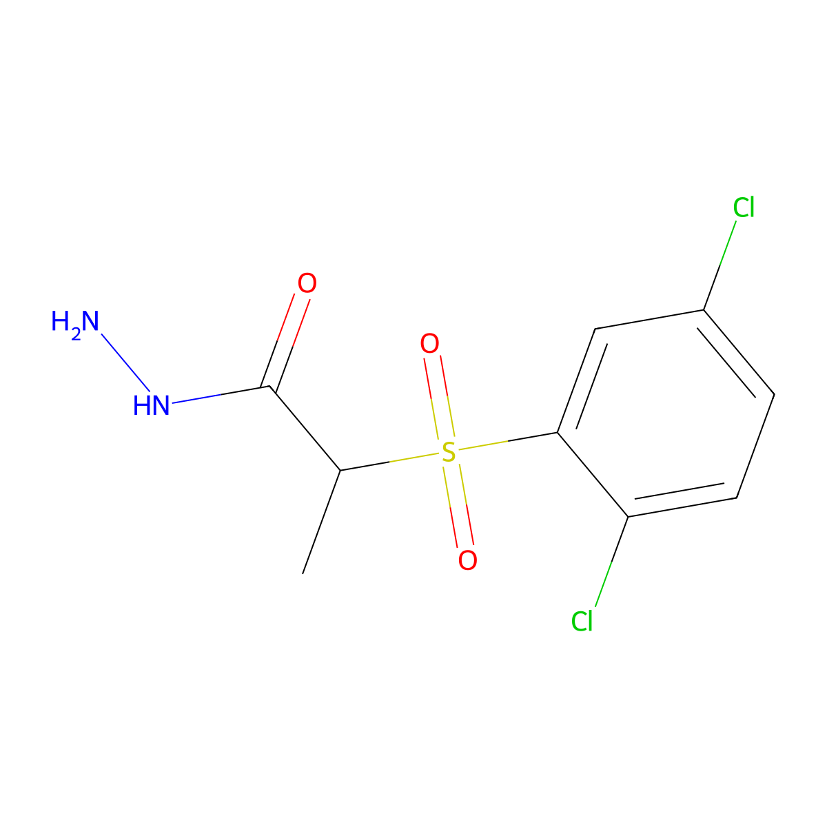 2-((2,5-Dichlorophenyl)sulfonyl)propanehydrazide molecular structure, CAS 1797296-60-6