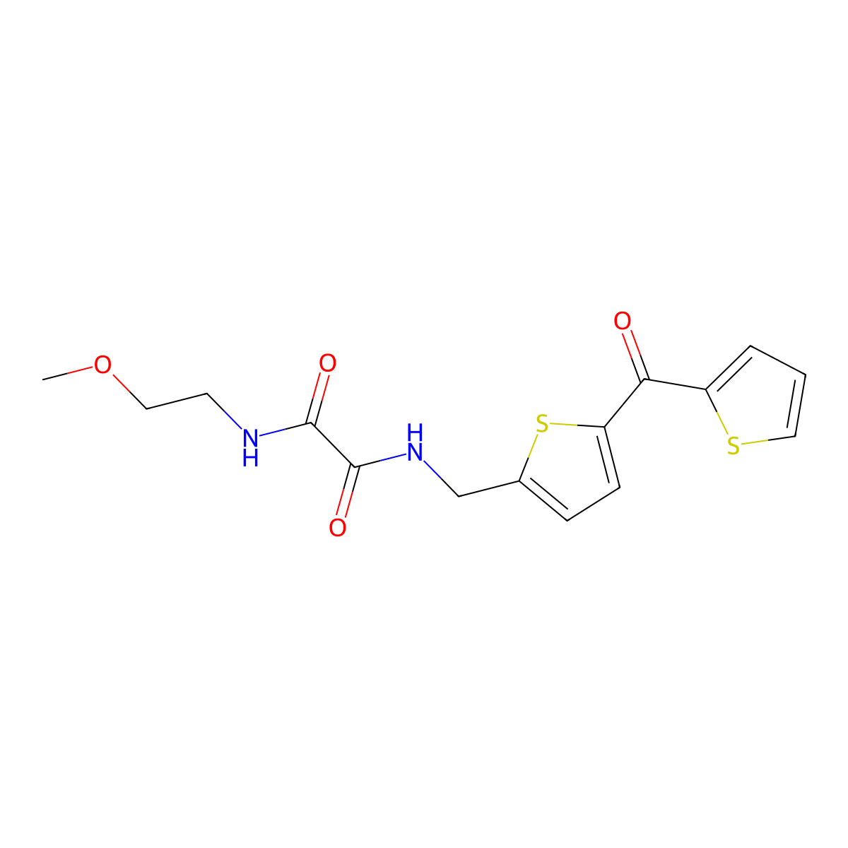 N1-(2-methoxyethyl)-N2-((5-(thiophene-2-carbonyl)thiophen-2-yl)methyl)oxalamide molecular structure, CAS 1797299-04-7