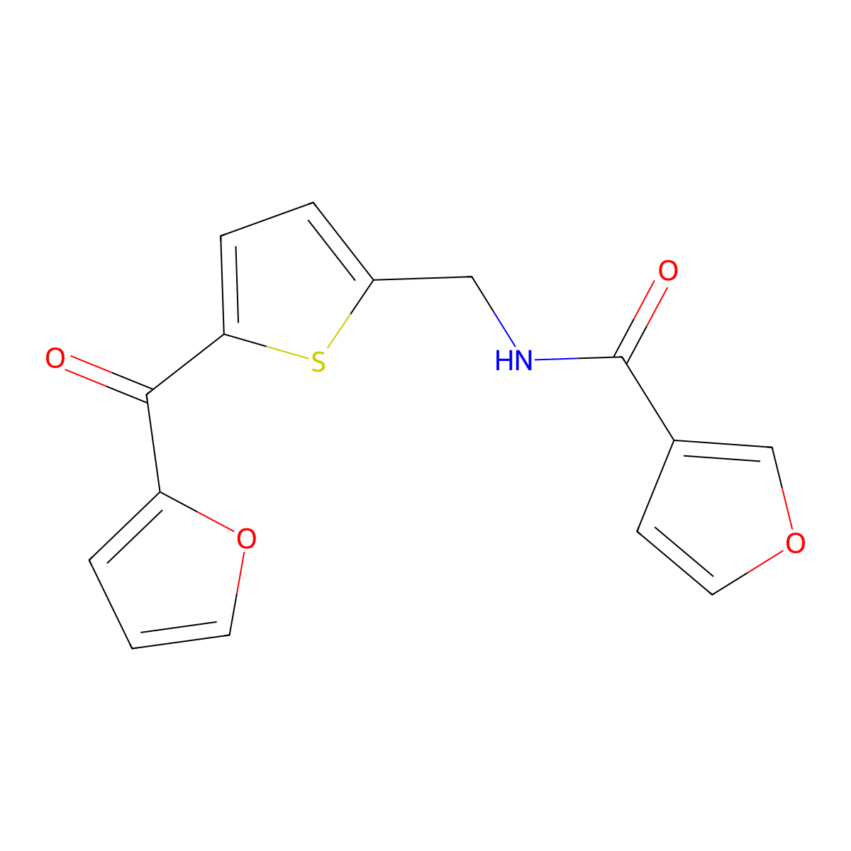N-{[5-(furan-2-carbonyl)thiophen-2-yl]methyl}furan-3-carboxamide molecular structure, CAS 1797299-36-5