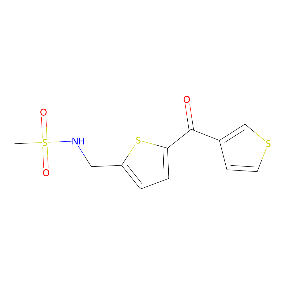 N-((5-(thiophene-3-carbonyl)thiophen-2-yl)methyl)methanesulfonamide molecular structure, CAS 1797299-58-1