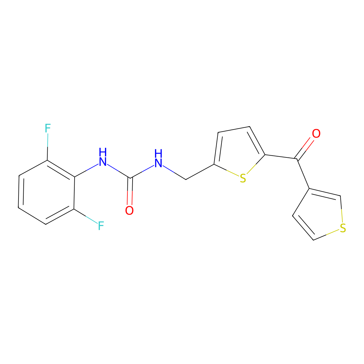 1-(2,6-Difluorophenyl)-3-((5-(thiophene-3-carbonyl)thiophen-2-yl)methyl)urea molecular structure, CAS 1797299-73-0