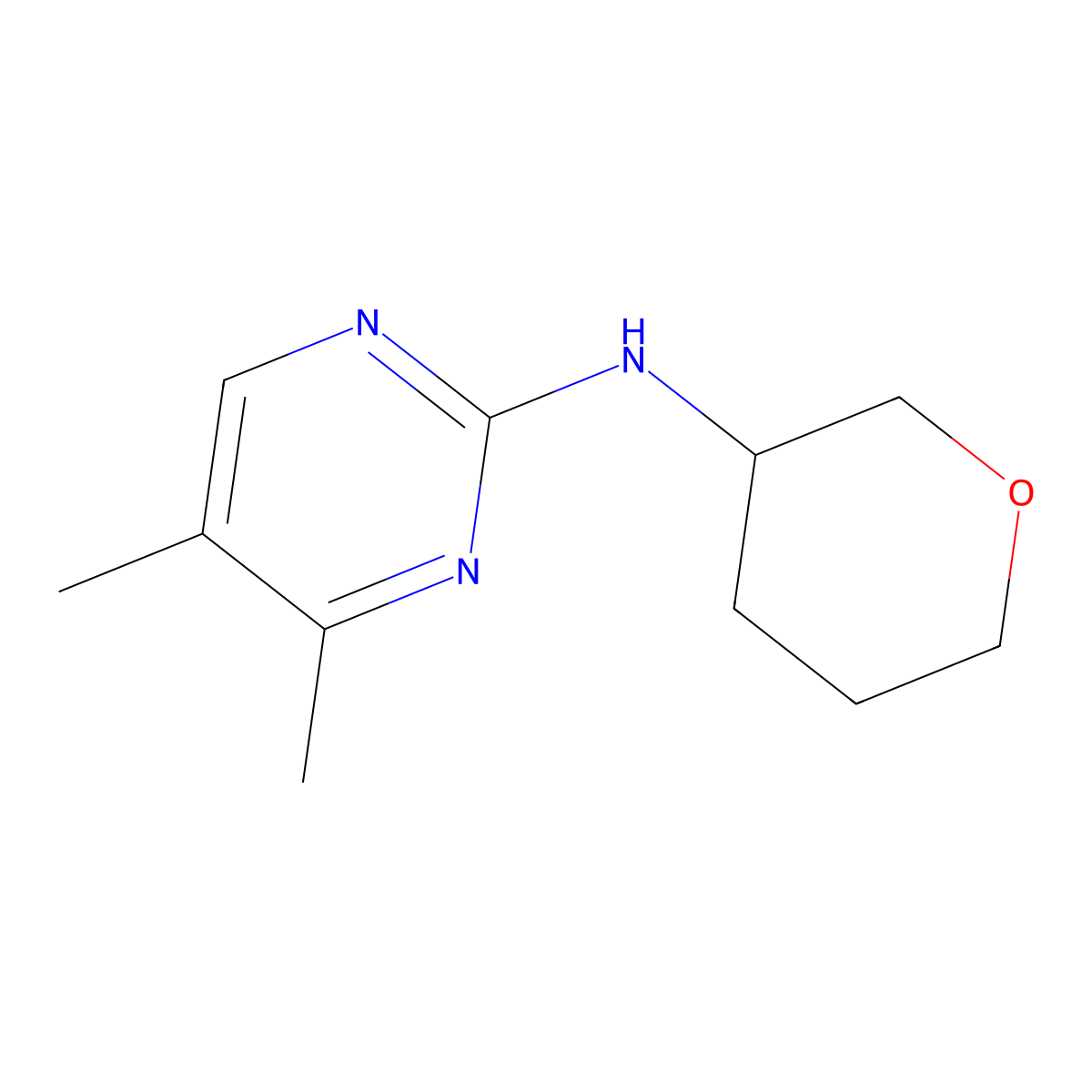 4,5-dimethyl-N-(oxan-3-yl)pyrimidin-2-amine molecular structure, CAS 1797300-26-5