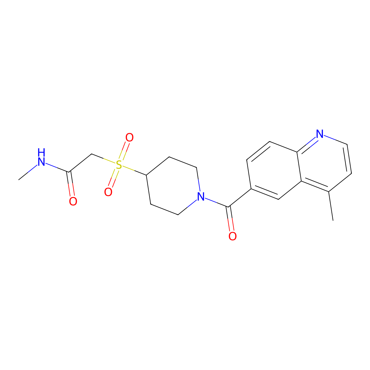 N-methyl-2-{[1-(4-methylquinoline-6-carbonyl)piperidin-4-yl]sulfonyl}acetamide molecular structure, CAS 1797302-65-8