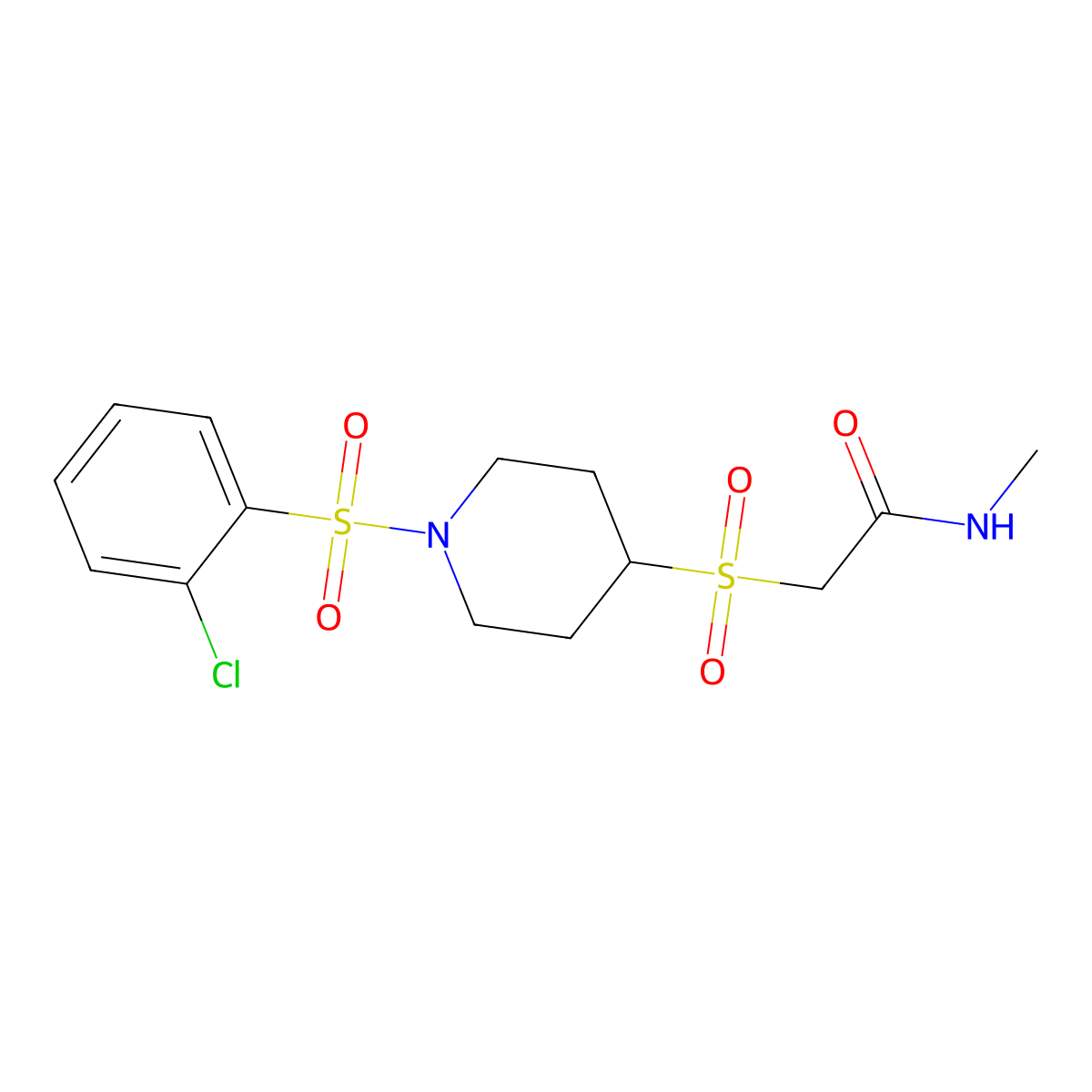 2-((1-((2-chlorophenyl)sulfonyl)piperidin-4-yl)sulfonyl)-N-methylacetamide molecular structure, CAS 1797302-80-7
