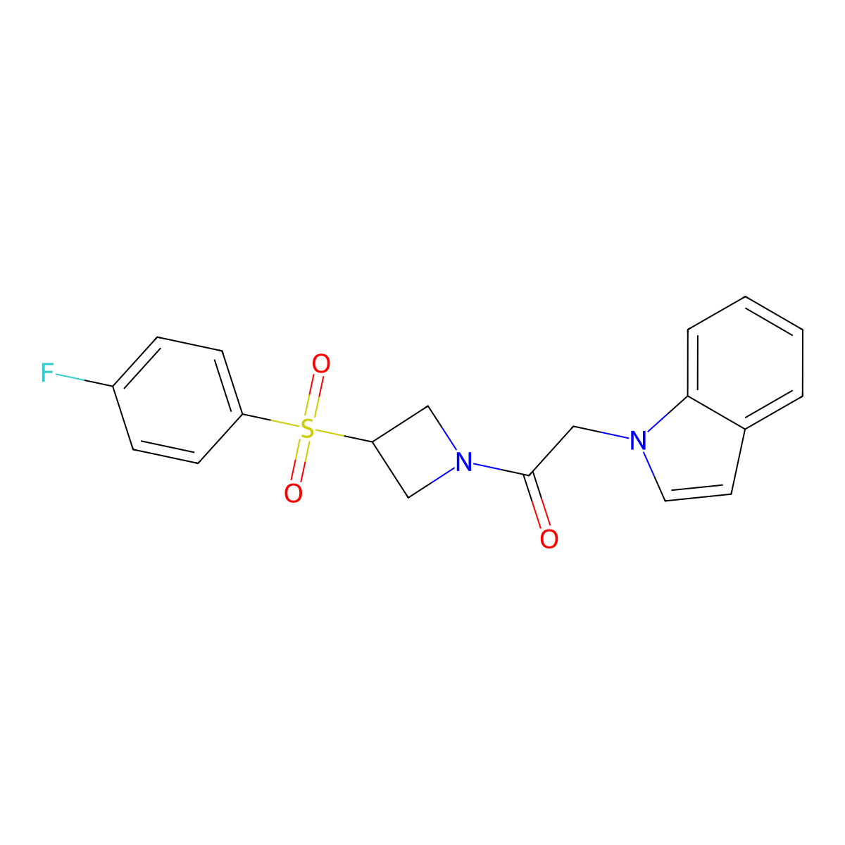 1-(3-((4-fluorophenyl)sulfonyl)azetidin-1-yl)-2-(1H-indol-1-yl)ethanone molecular structure, CAS 1797303-11-7