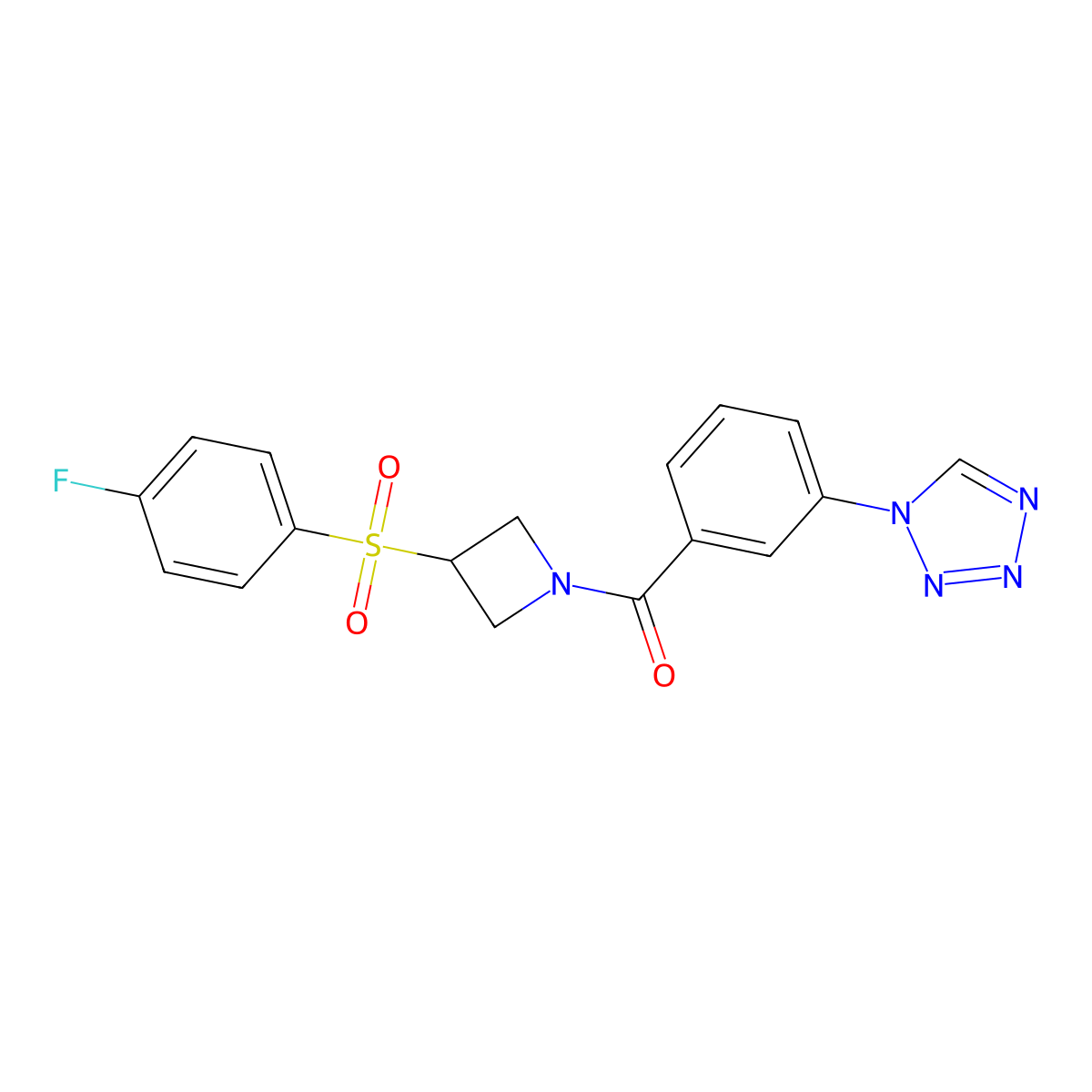 (3-(1H-tetrazol-1-yl)phenyl)(3-((4-fluorophenyl)sulfonyl)azetidin-1-yl)methanone molecular structure, CAS 1797303-15-1